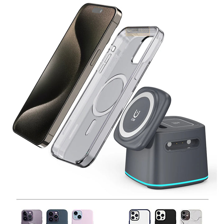 3-in-1 Magnetic Wireless Charger for Apple Devices - 15W Fast Charge