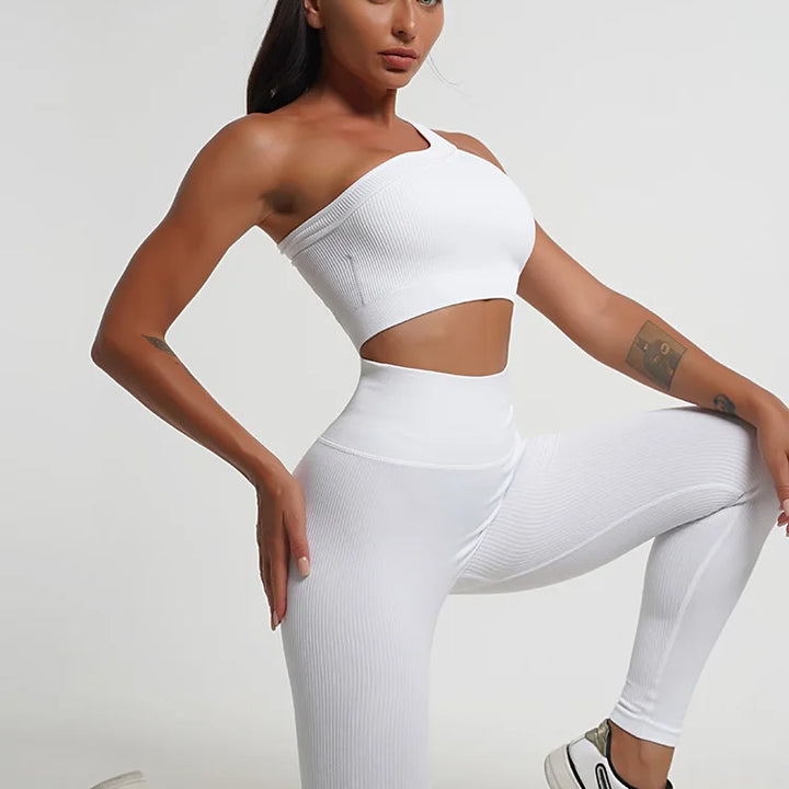 Seamless High-Waist Yoga Set – Workout Leggings & Crop Top for Women