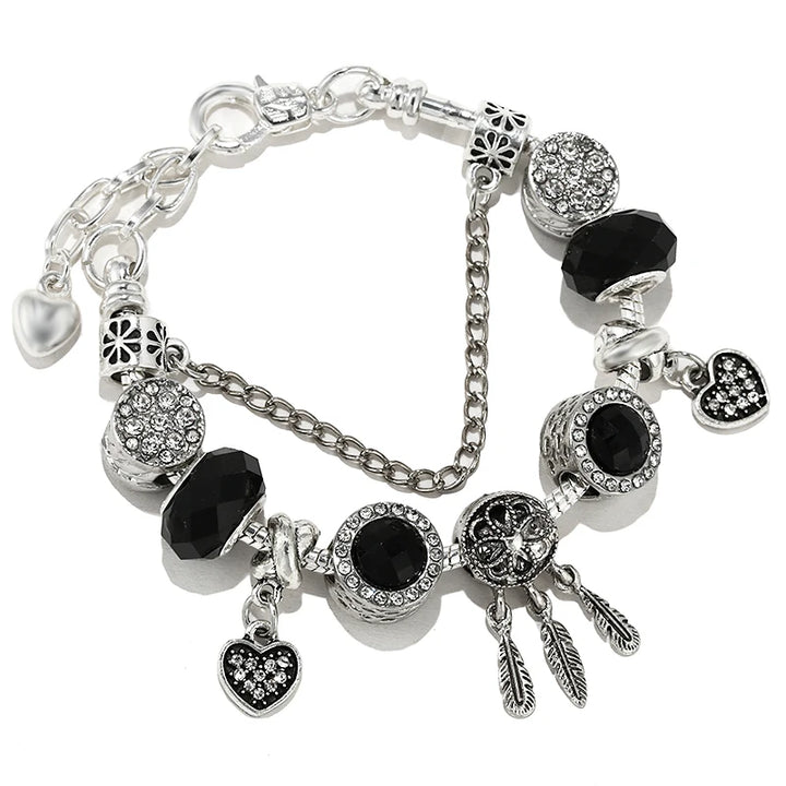 Beautiful White Heart Crystal Flower Charm Bracelets for Women Fashion Jewelry