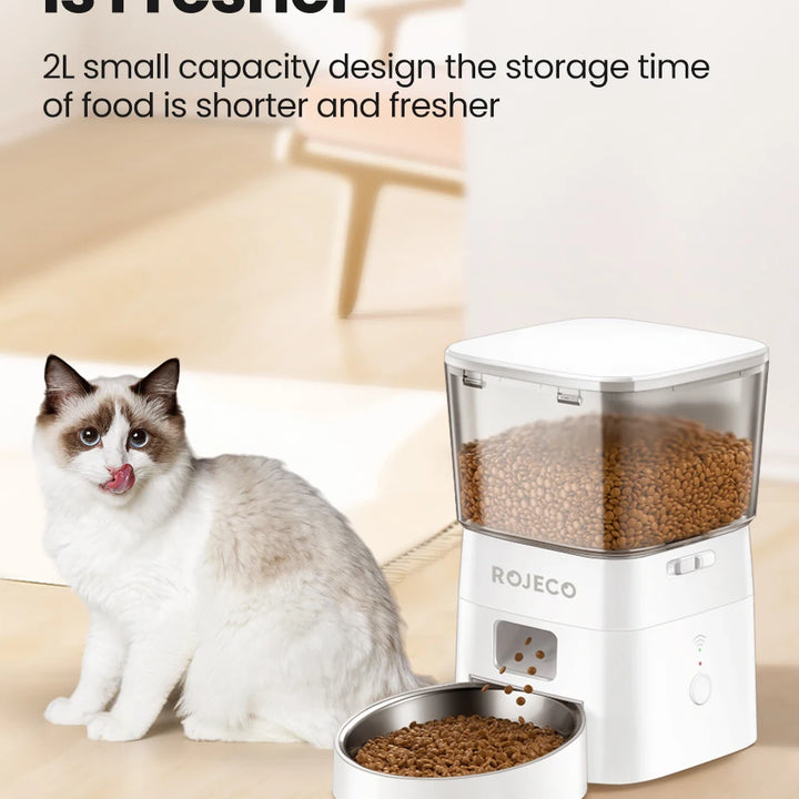 ROJECO Automatic Pet Feeder for Cats & Dogs - Smart Control