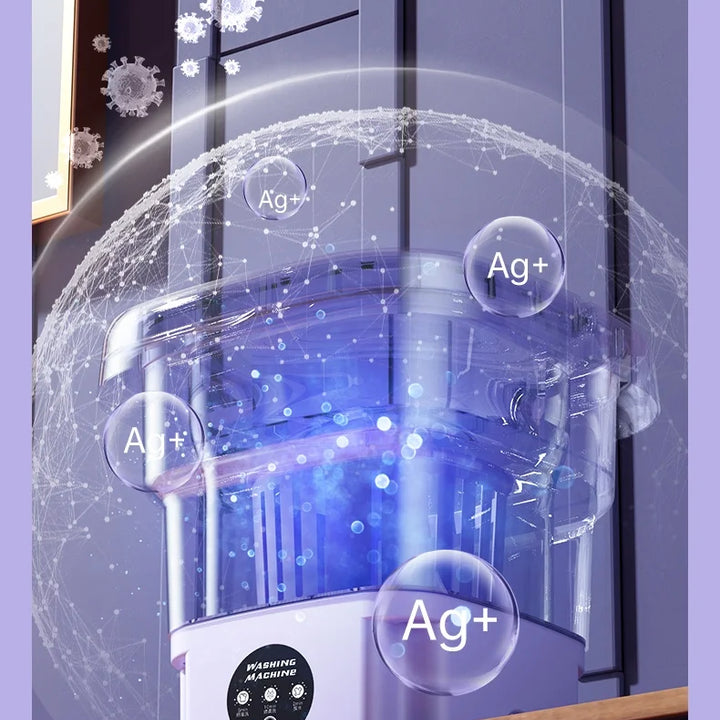 New 8L Mini Portable Foldable Washing Machine with Dryer and Spin for Socks Underwear Panties
