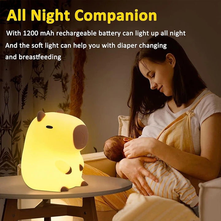 Capybara LED Night Light – Soft Glow Bedside Lamp for Kids & Adults