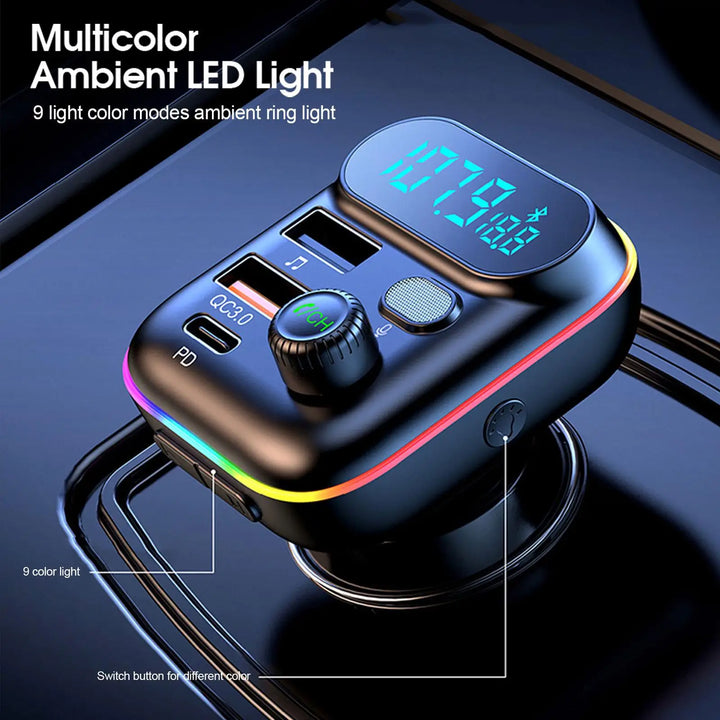 Bluetooth 5.0 FM Transmitter for Cars with USB Charger