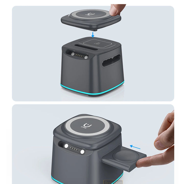 3-in-1 Magnetic Wireless Charger for Apple Devices - 15W Fast Charge