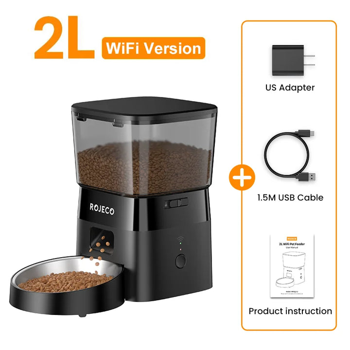 ROJECO Automatic Pet Feeder for Cats & Dogs - Smart Control