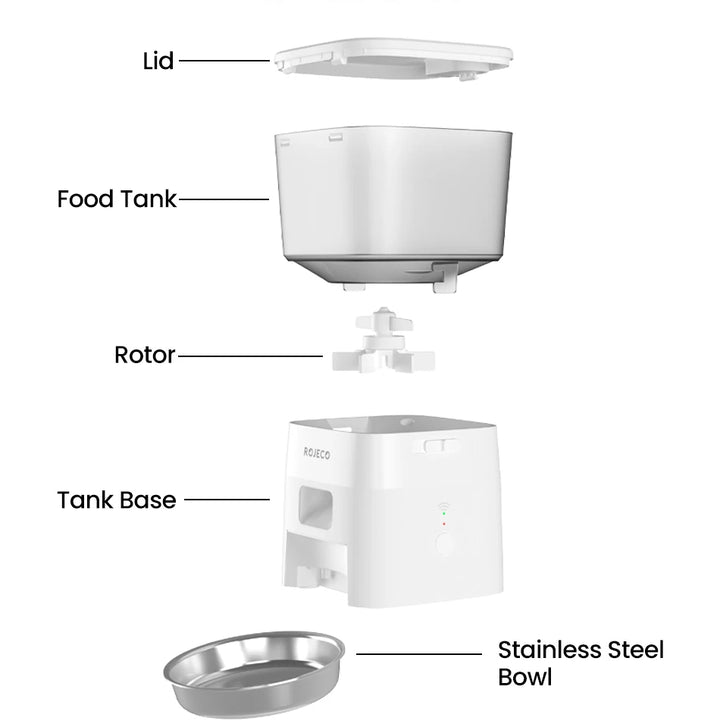 ROJECO Automatic Pet Feeder for Cats & Dogs - Smart Control