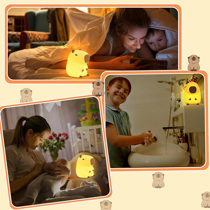Capybara LED Night Light – Soft Glow Bedside Lamp for Kids & Adults