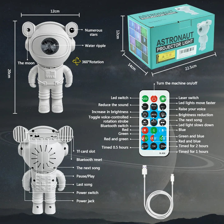Kids Star DIY Projector Night Light with Remote Control 360 Adjustable Design Astronaut Nebula Galaxy Lighting for Children