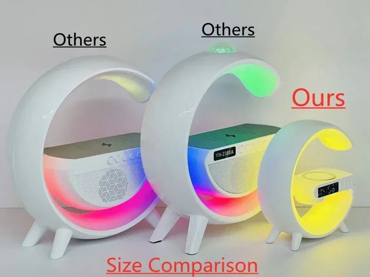 Multifunction RGB Wireless Charger Stand with Alarm Clock & Speaker