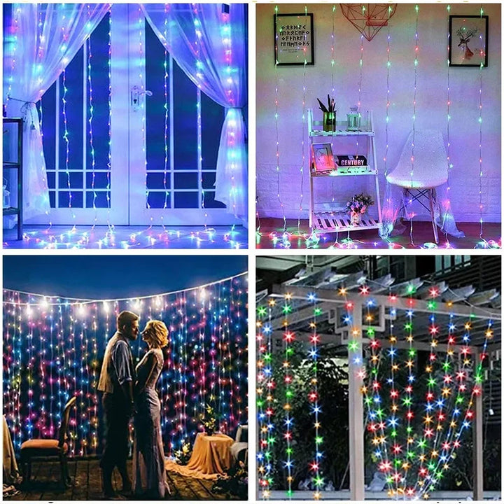 3M LED Curtain String Light Christmas Garland Decoration 8 Modes for Home Garden Xmas Party New Year Wedding