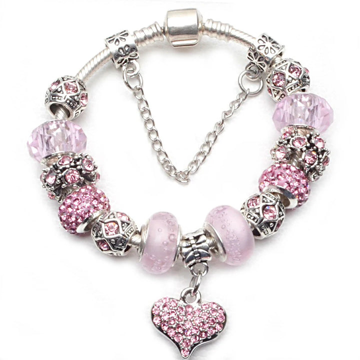 Beautiful White Heart Crystal Flower Charm Bracelets for Women Fashion Jewelry