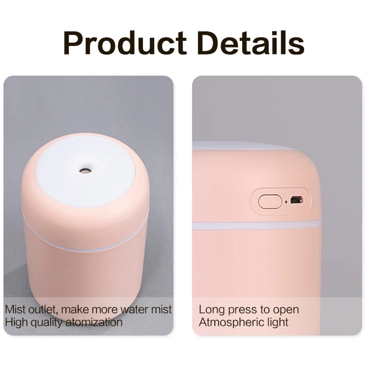 300ml H2O Air Humidifier Portable Mini USB Aroma Diffuser With Cool Mist For Bedroom Home Car Plants Purifier Humificador