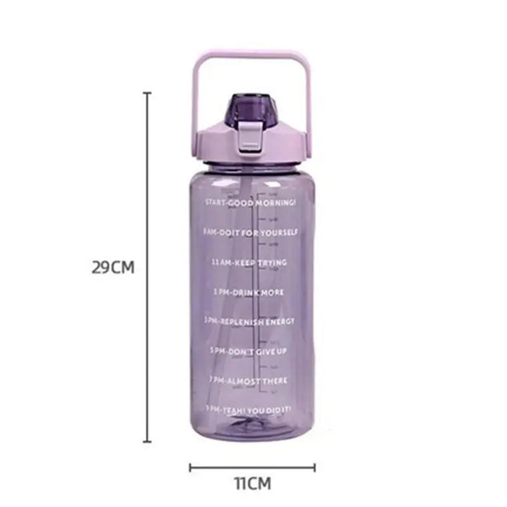 Large 2L Sports Water Bottle – Straw & Hour Markings