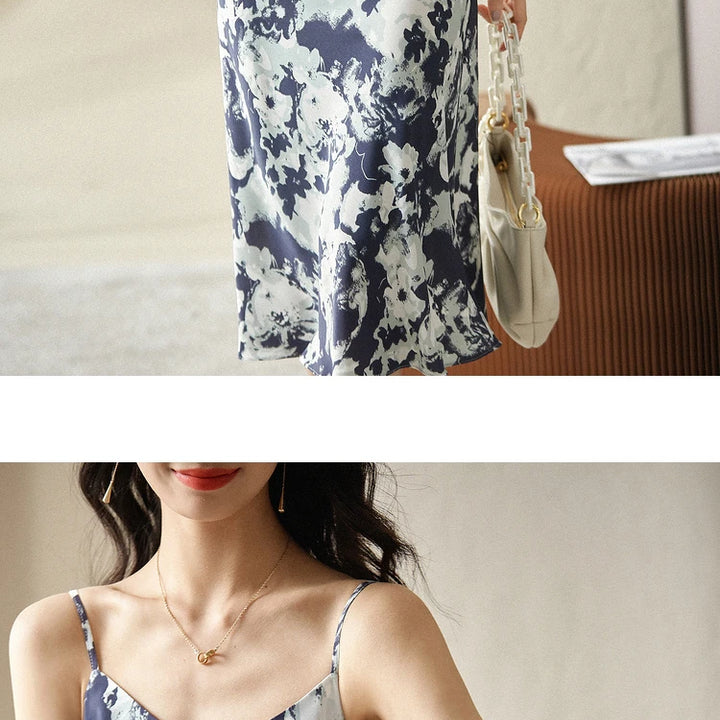 Elegant Print Midi Dress – Slim Fit Sundress for Casual Autumn Looks