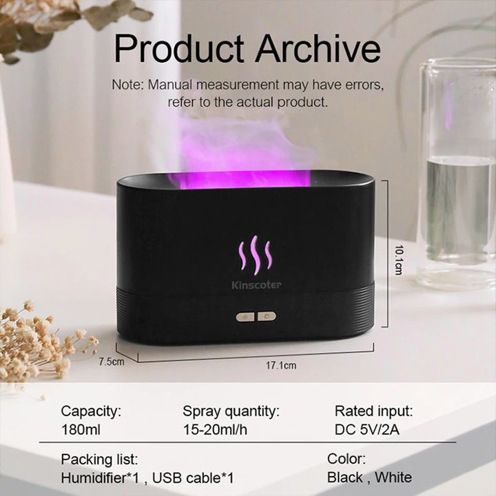 New Aroma Diffuser Air Humidifier Ultrasonic Cool Mist Maker Fogger Led Essential Oil Flame Lamp Difusor