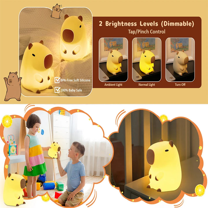 Capybara LED Night Light – Soft Glow Bedside Lamp for Kids & Adults