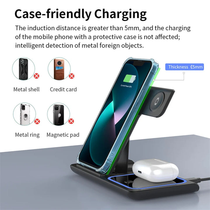 3-in-1 Magnetic Wireless Charger for Apple Devices - 15W Fast Charge