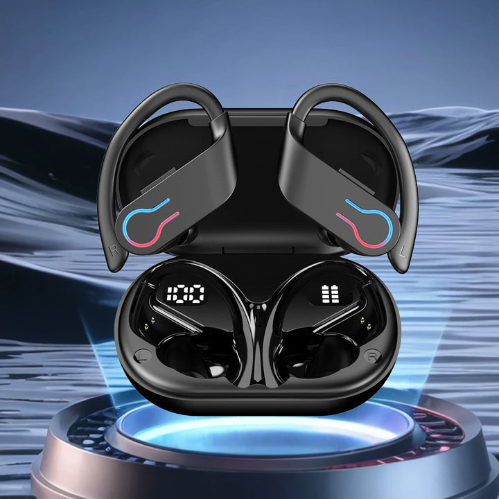 Bluetooth 5.3 Wireless Earbuds Sports Headphones with Earhooks Built-in Mic Earphones Waterproof Headphones Ear Buds for Sports