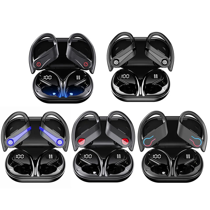 Bluetooth 5.3 Wireless Earbuds Sports Headphones with Earhooks Built-in Mic Earphones Waterproof Headphones Ear Buds for Sports