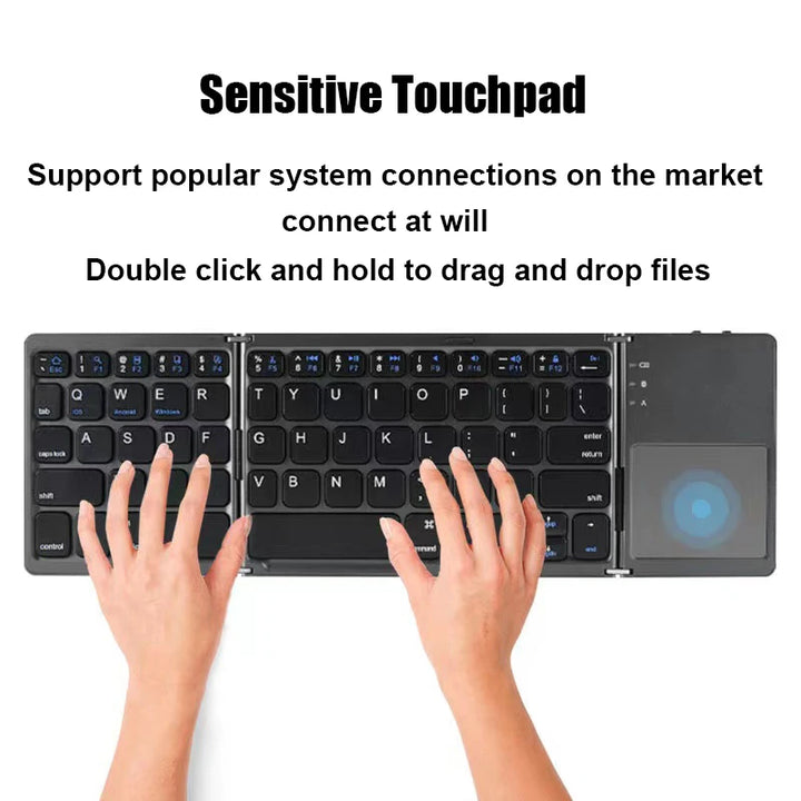 New Wireless Folding Keyboard Bluetooth  With Touchpad For Windows, Android, IOS,Phone,Multi-Function