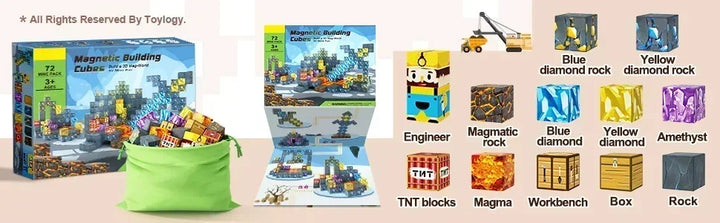 Magnetic Building Block Magnet Cube Mine World Set for Boy Girl Kid Age 3+ DIY Model Children STEM Sensory Toy Christmas Gift