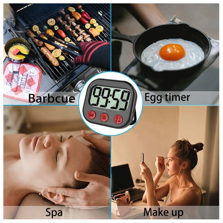 Magnetic LED Digital Timer - Silent Countdown Clock with Rotary Control for Kitchen, Study and Cooking
