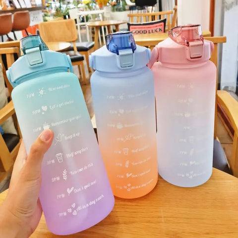 Large 2L Sports Water Bottle – Straw & Hour Markings