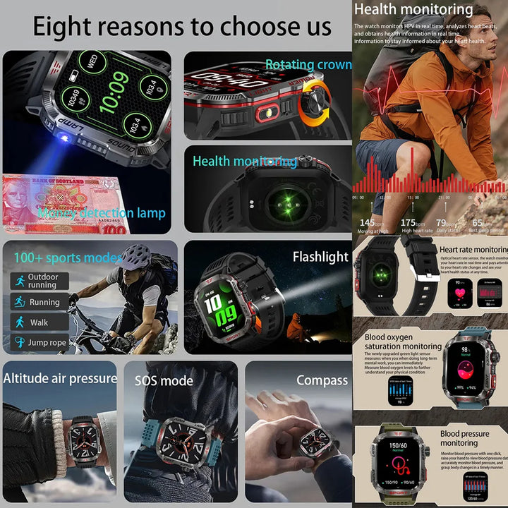 2024 Outdoor Smartwatch with Fitness Tracker & Bluetooth Calls