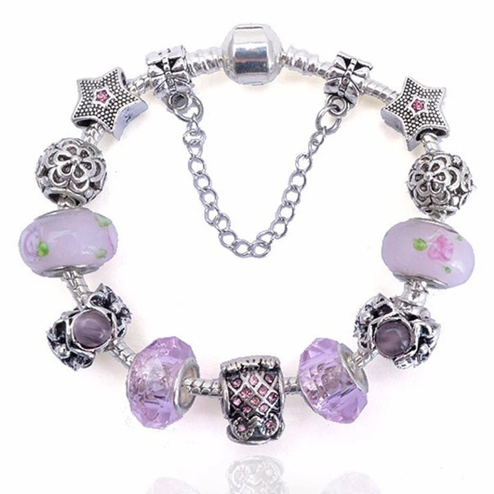 Beautiful White Heart Crystal Flower Charm Bracelets for Women Fashion Jewelry