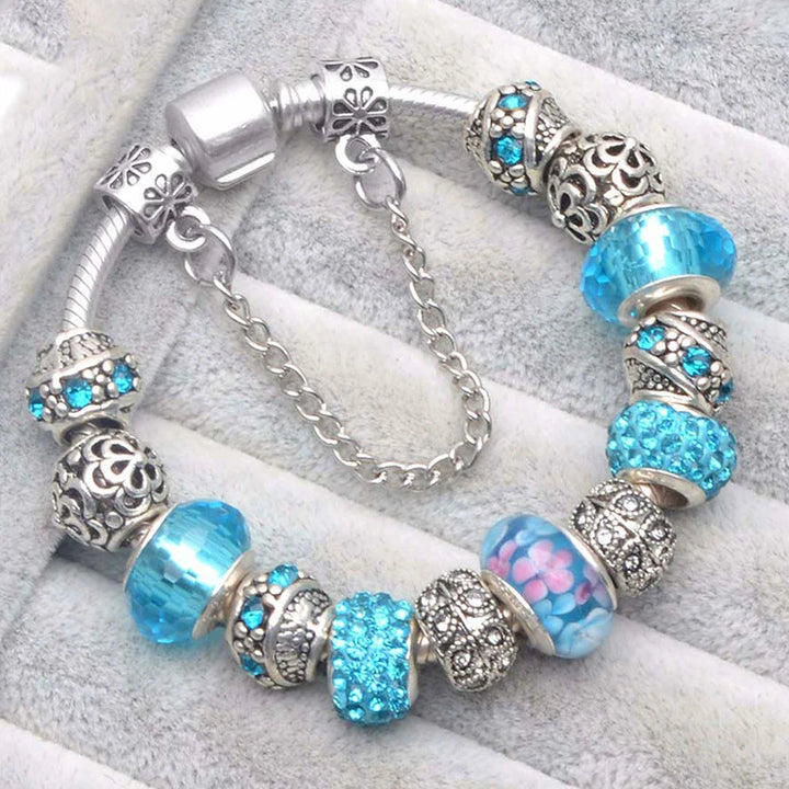 Beautiful White Heart Crystal Flower Charm Bracelets for Women Fashion Jewelry