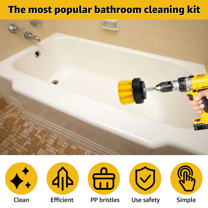 Drill Brush Cleaning Kit – 6-in-1 Scrub Set with Extension Rod