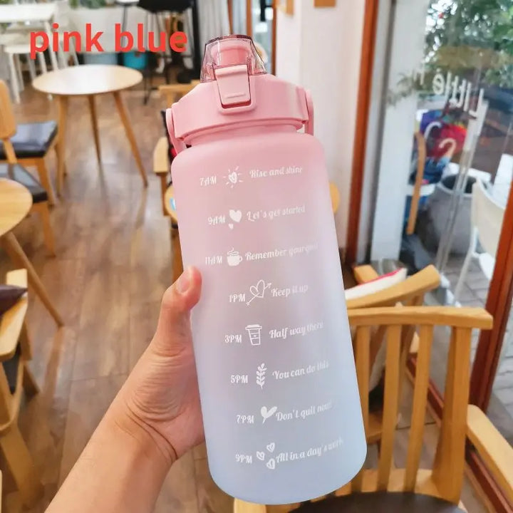 Large 2L Sports Water Bottle – Straw & Hour Markings