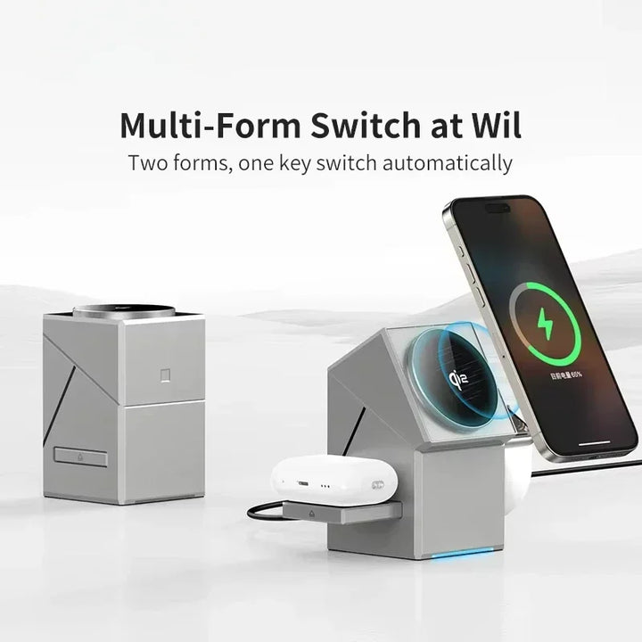 Qi2 3-in-1 Wireless Charger with Auto-Rotating Dock for IPhone 16/15/14 Pro Max, AirPods, and IWatch Fast Charging