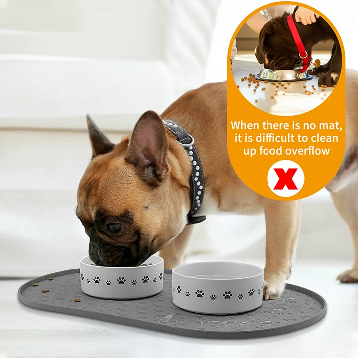 New Dog Food Mat Cat Bowl Easy Clean Non-Slip Round Silicone Water Feeder Supplies