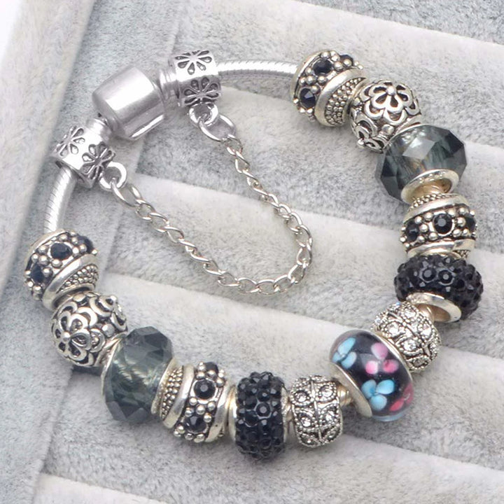 Beautiful White Heart Crystal Flower Charm Bracelets for Women Fashion Jewelry