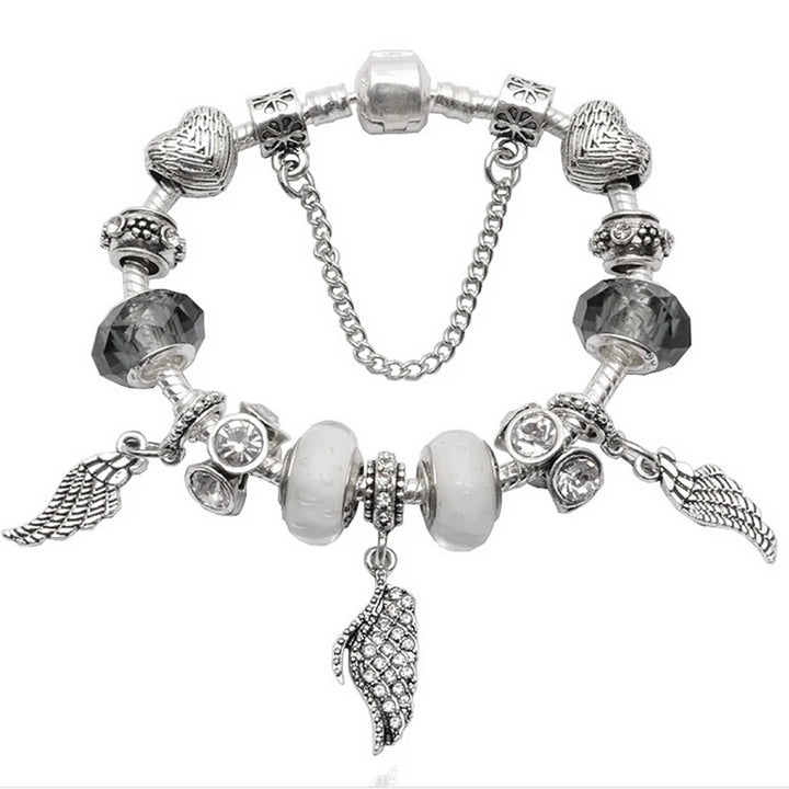 Beautiful White Heart Crystal Flower Charm Bracelets for Women Fashion Jewelry