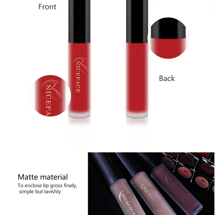 NICEFACE Liquid Matte Lipstick – Velvet Finish & Waterproof Wear