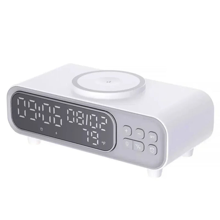 Multifunction Wireless Charger Time Alarm Clock LED Night Light Thermometer Phone Fast Charging Dock Station for iPhone 16 15