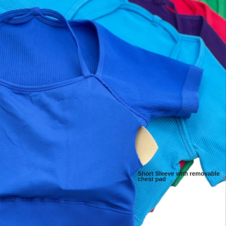 Seamless High-Waist Yoga Set – Workout Leggings & Crop Top for Women