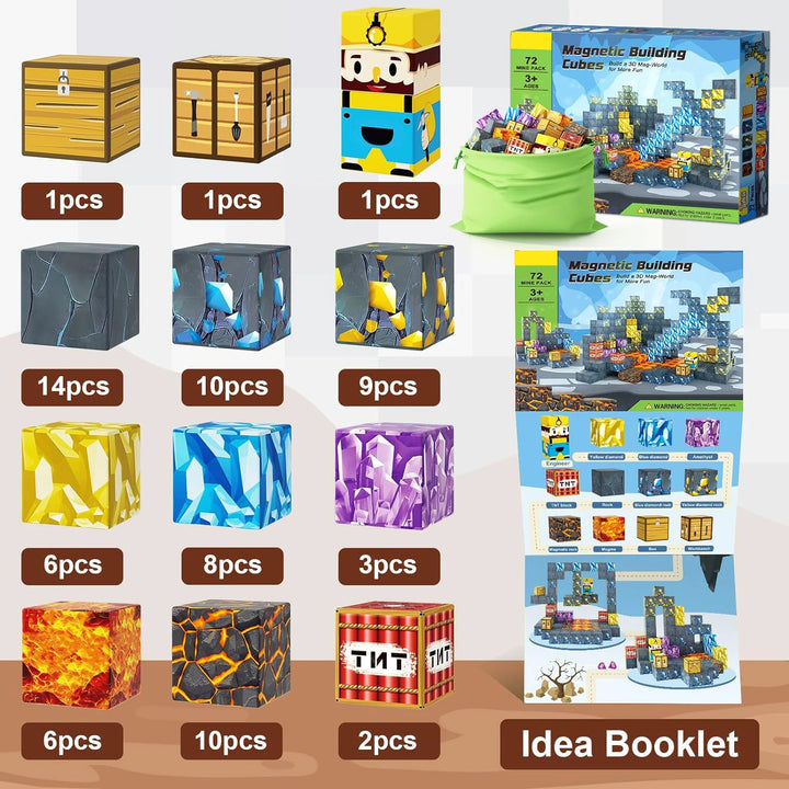 Magnetic Building Block Magnet Cube Mine World Set for Boy Girl Kid Age 3+ DIY Model Children STEM Sensory Toy Christmas Gift