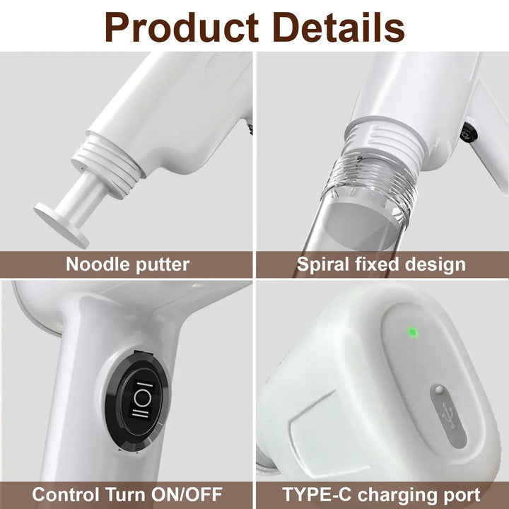 Automatic Wireless Noodle Maker – Handheld & Portable Pasta Press for Home or Commercial Use