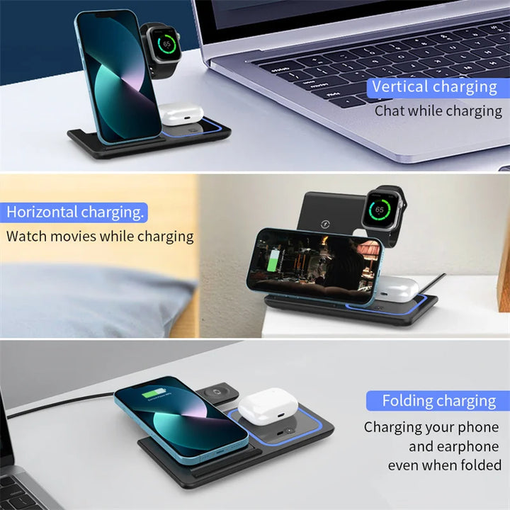 3-in-1 Magnetic Wireless Charger for Apple Devices - 15W Fast Charge