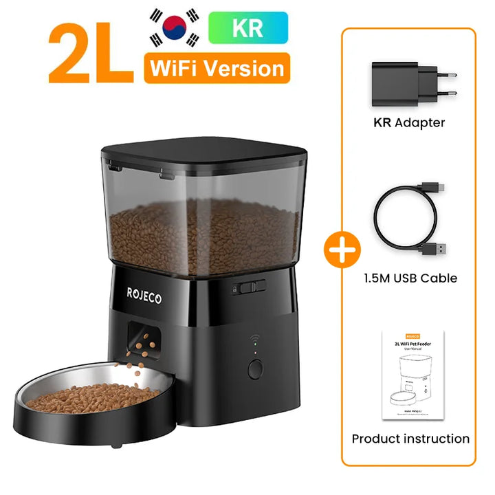 ROJECO Automatic Pet Feeder for Cats & Dogs - Smart Control