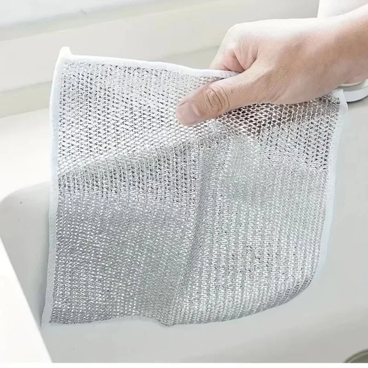 Reusable Metal Mesh Cleaning Cloth – Quick-Dry Microfiber Scrubber for Pots, Pans & Stovetops