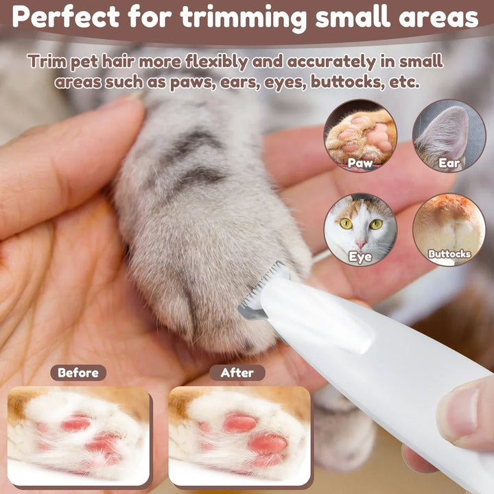 Waterproof Dog Paw Trimmer with LED Light – Pet Hair Grooming Clippers with LED Display & 18mm Wide Blade