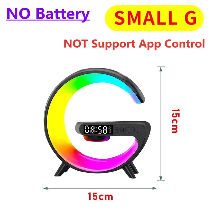 Multifunction RGB Wireless Charger Stand with Alarm Clock & Speaker