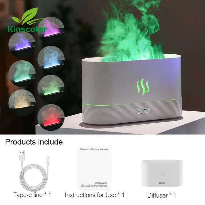 New Aroma Diffuser Air Humidifier Ultrasonic Cool Mist Maker Fogger Led Essential Oil Flame Lamp Difusor