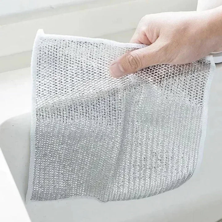 Reusable Metal Mesh Cleaning Cloth – Quick-Dry Microfiber Scrubber for Pots, Pans & Stovetops