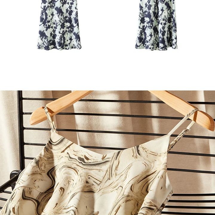 Elegant Print Midi Dress – Slim Fit Sundress for Casual Autumn Looks