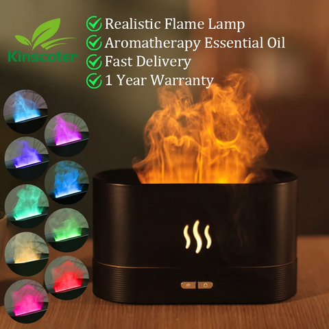 New Aroma Diffuser Air Humidifier Ultrasonic Cool Mist Maker Fogger Led Essential Oil Flame Lamp Difusor